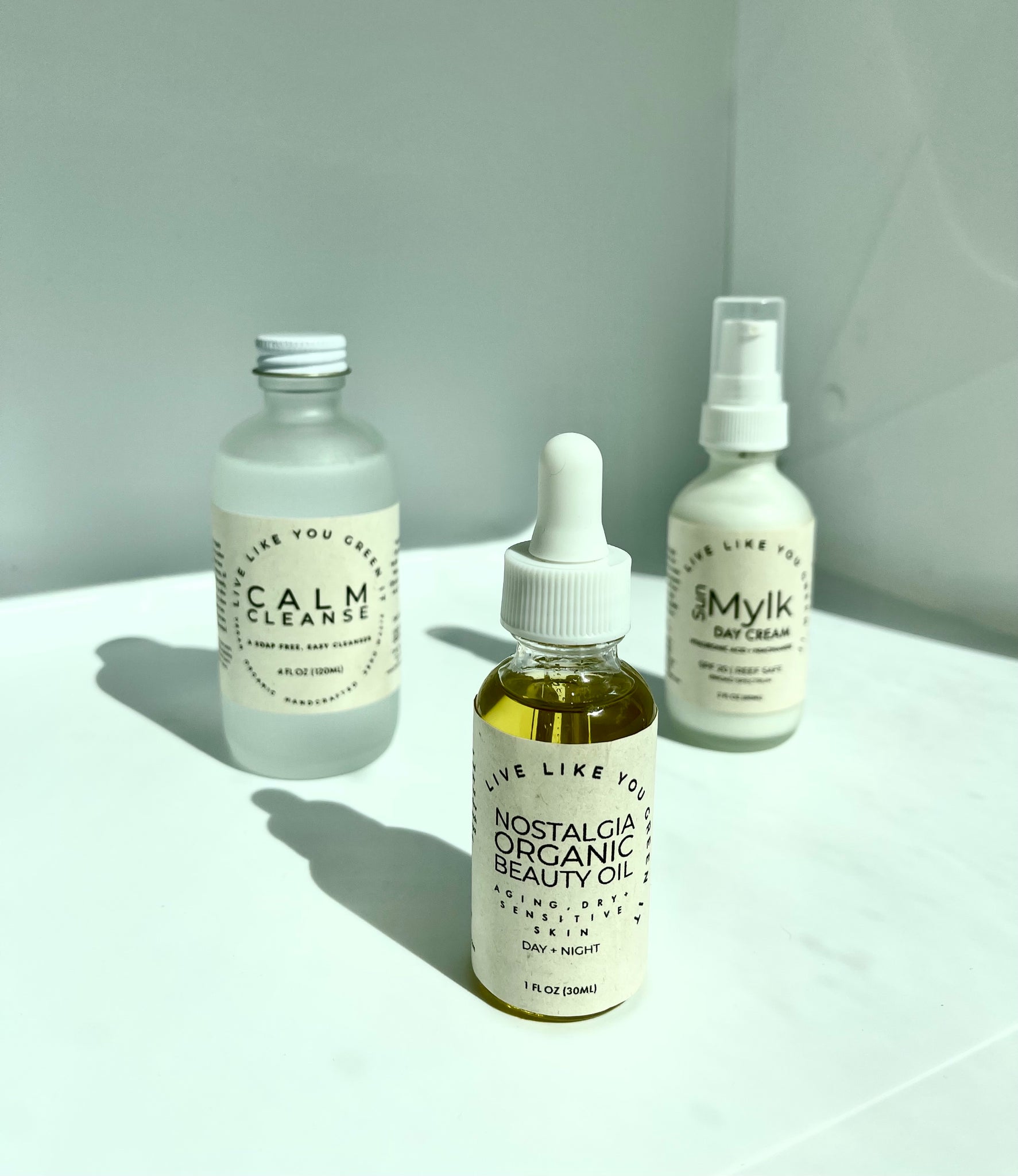 Skincare Routine Set: Happy Skin Bundle- Cleanser, Moisturizer + SPF Live Like You Green It